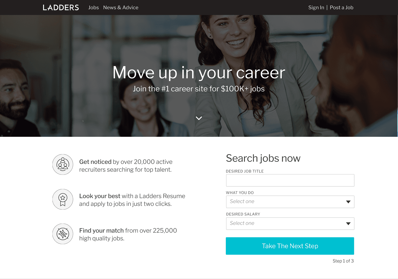 Job search results mockup