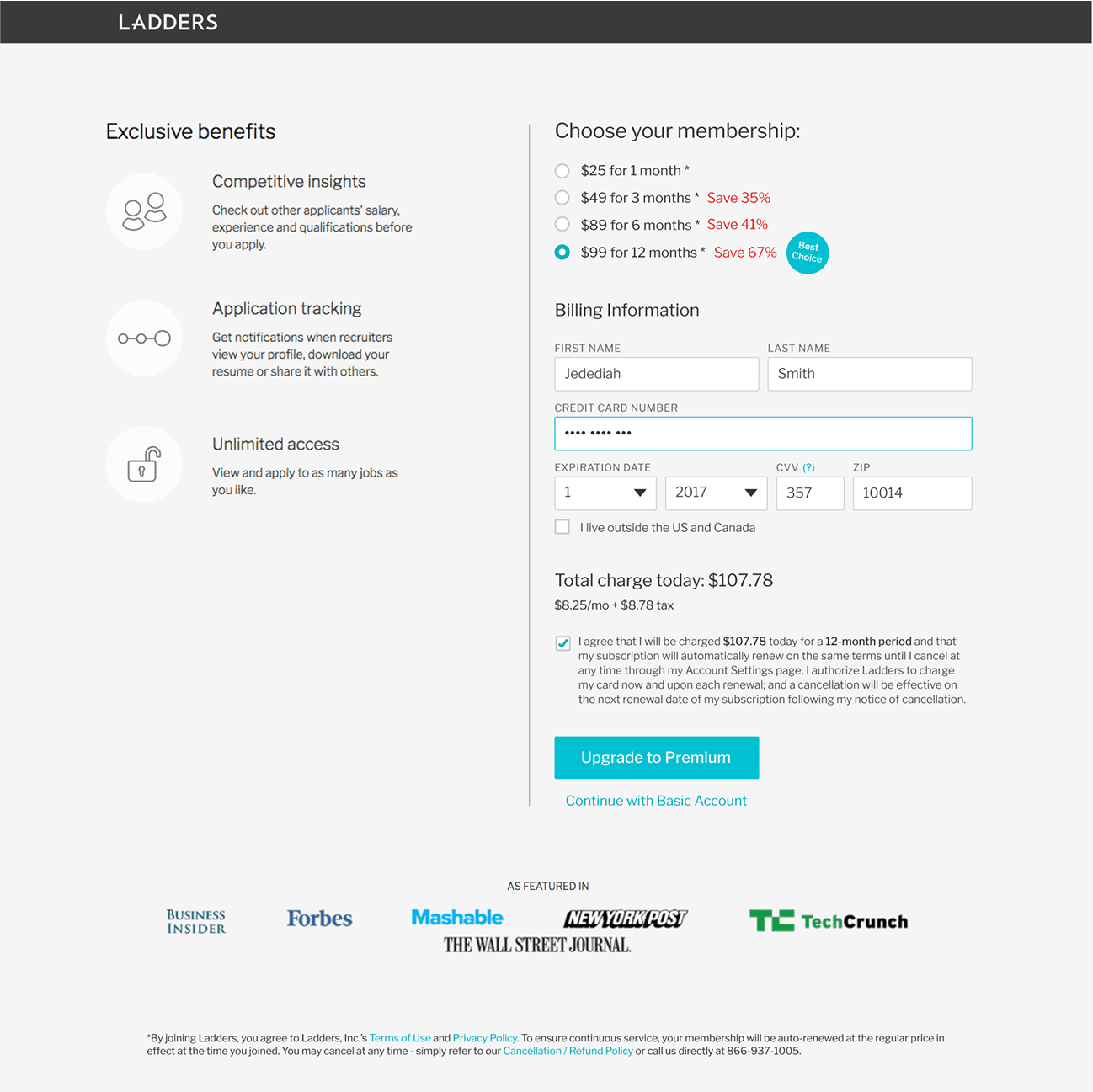 Job search results mockup